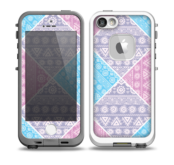 The Squared Pink & Blue Textile Patterns Skin for the iPhone 5-5s fre LifeProof Case