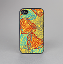 The Squiggly Red & Blue Hearts Over Yellow Skin-Sert for the Apple iPhone 4-4s Skin-Sert Case