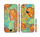 The Squiggly Red & Blue Hearts Over Yellow Sectioned Skin Series for the Apple iPhone 6s Plus