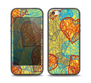 The Squiggly Red & Blue Hearts Over Yellow Skin Set for the iPhone 5-5s Skech Glow Case