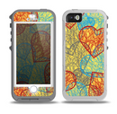 The Squiggly Red & Blue Hearts Over Yellow Skin for the iPhone 5-5s OtterBox Preserver WaterProof Case