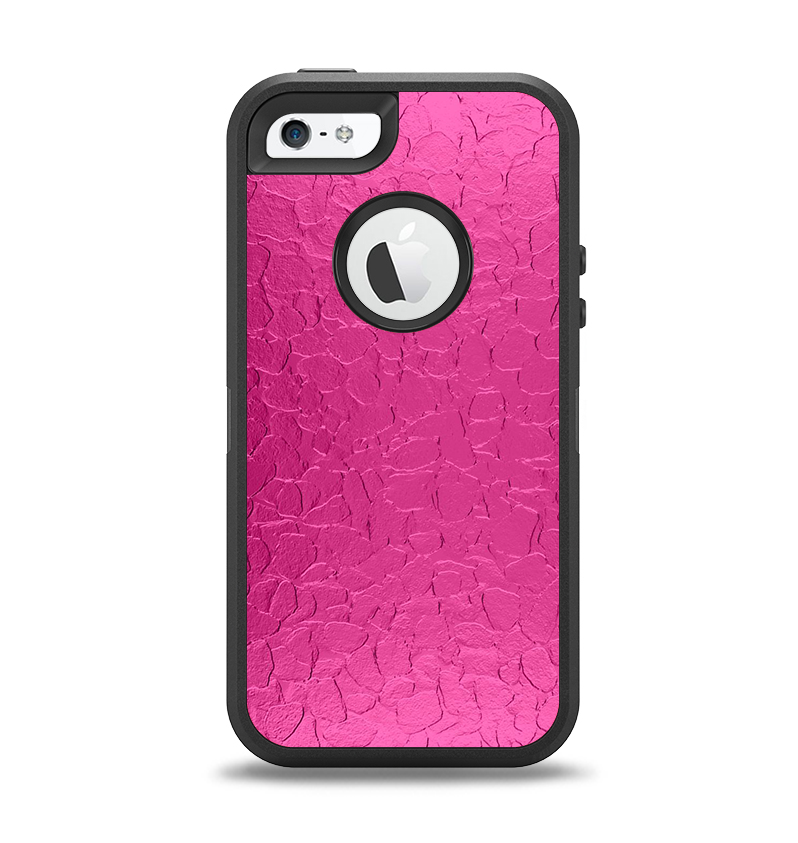 The Stamped Pink Texture Apple iPhone 5-5s Otterbox Defender Case Skin Set