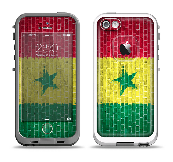 The Starred Green, Red and Yellow Brick Wall Apple iPhone 5-5s LifeProof Fre Case Skin Set
