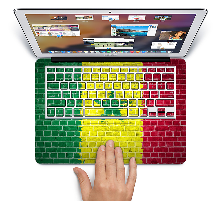 The Starred Green, Red and Yellow Brick Wall Skin Set for the Apple MacBook Pro 15" with Retina Display