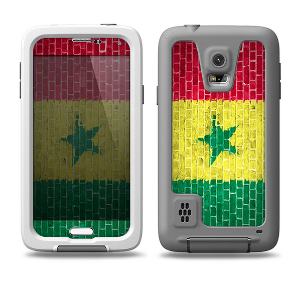 The Starred Green, Red and Yellow Brick Wall Samsung Galaxy S5 LifeProof Fre Case Skin Set