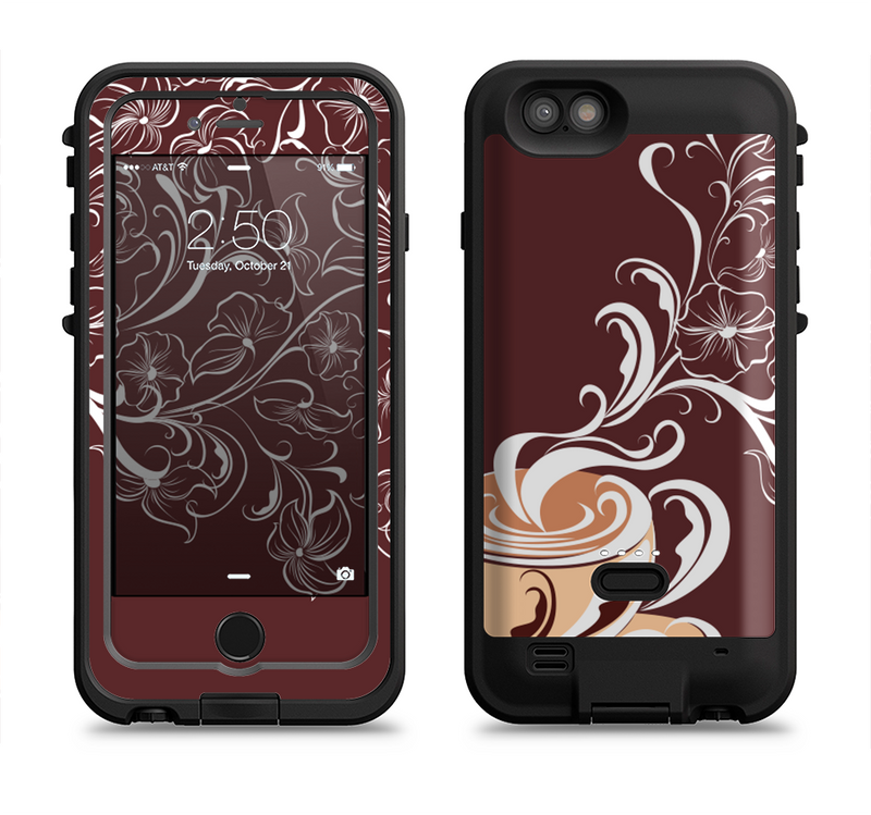 The Steaming Vector Coffee Floral Apple iPhone 6/6s LifeProof Fre POWER Case Skin Set