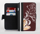 The Steaming Vector Coffee Floral Ink-Fuzed Leather Folding Wallet Credit-Card Case for the Apple iPhone 6/6s, 6/6s Plus, 5/5s and 5c
