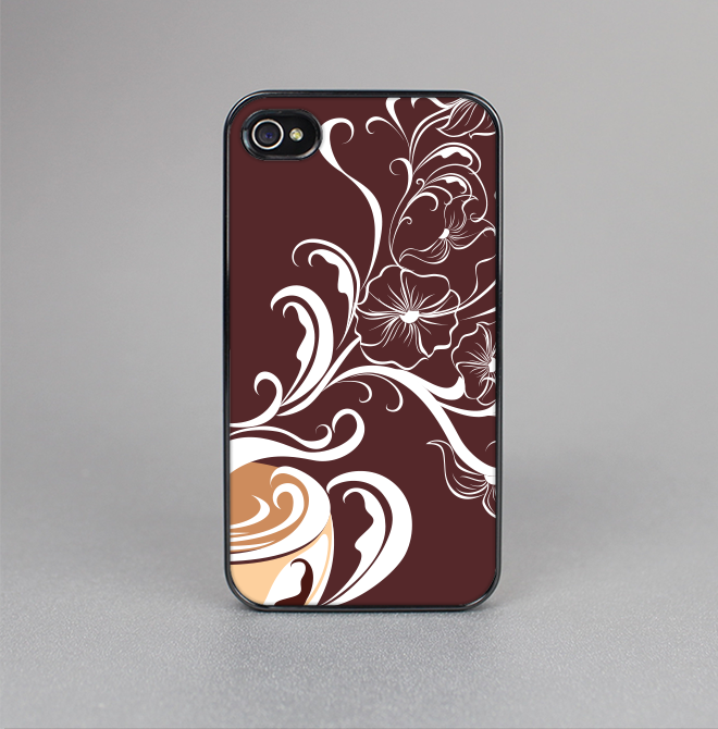 The Steaming Vector Coffee Floral Skin-Sert for the Apple iPhone 4-4s Skin-Sert Case