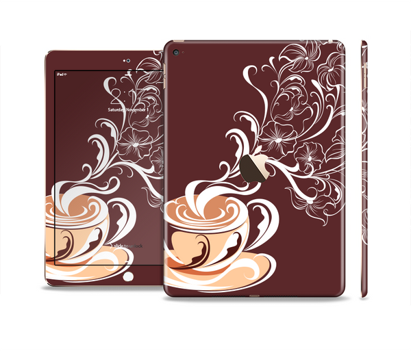 The Steaming Vector Coffee Floral Skin Set for the Apple iPad Pro