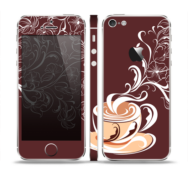 The Steaming Vector Coffee Floral Skin Set for the Apple iPhone 5