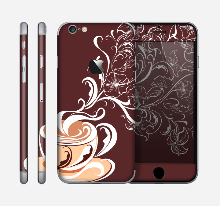 The Steaming Vector Coffee Floral Skin for the Apple iPhone 6