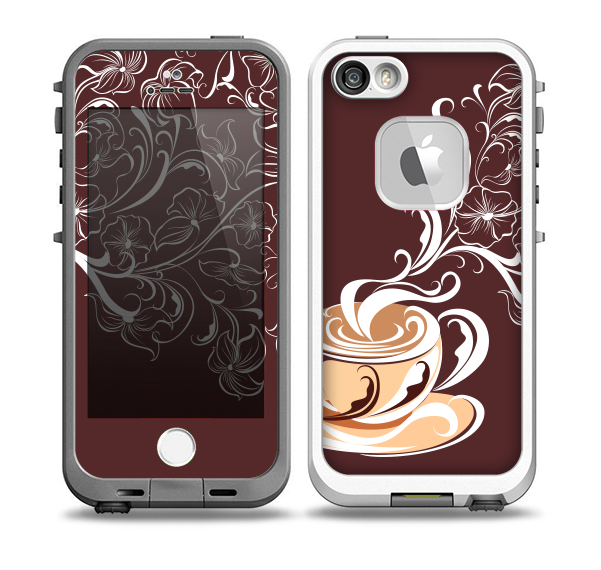 The Steaming Vector Coffee Floral Skin for the iPhone 5-5s fre LifeProof Case