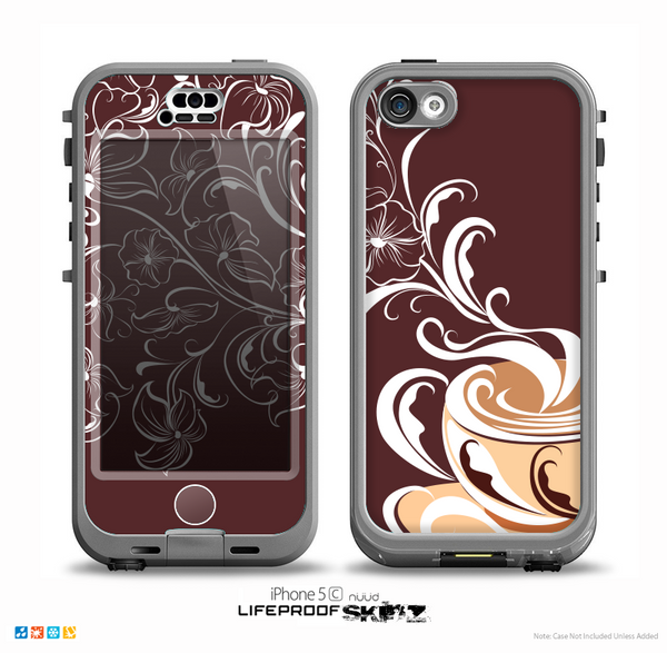 The Steaming Vector Coffee Floral Skin for the iPhone 5c nüüd LifeProof Case