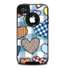 The Stitched Plaid Vector Fabric Hearts Skin for the iPhone 4-4s OtterBox Commuter Case