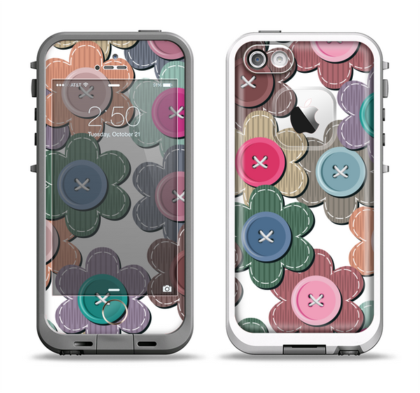 The Striped Vector Flower Buttons Apple iPhone 5-5s LifeProof Fre Case Skin Set