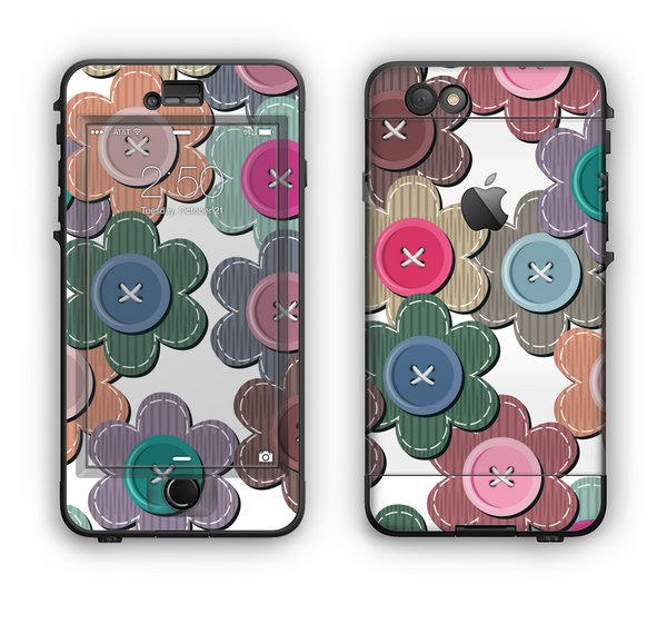 The Striped Vector Flower Buttons Apple iPhone 6 LifeProof Nuud Case Skin Set