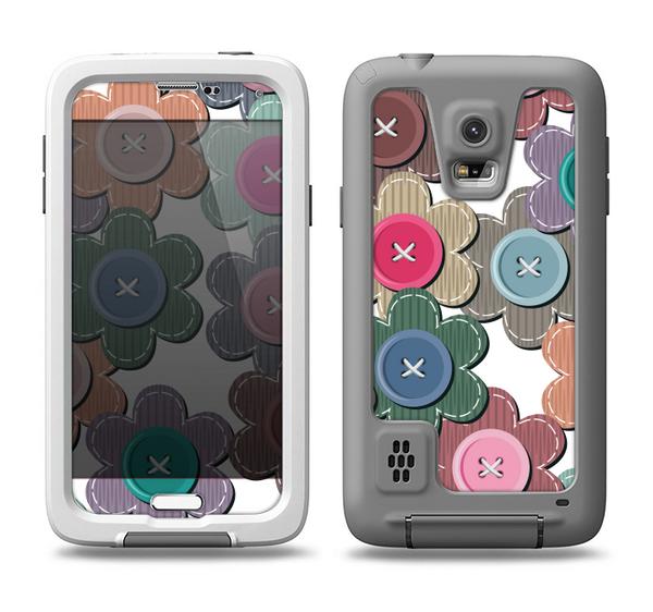 The Striped Vector Flower Buttons Samsung Galaxy S5 LifeProof Fre Case Skin Set