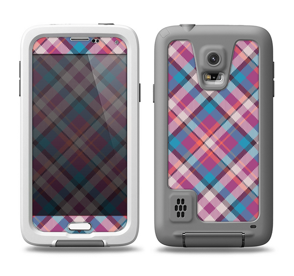 The Striped Vintage Pink & Blue Plaid Samsung Galaxy S5 LifeProof Fre Case Skin Set