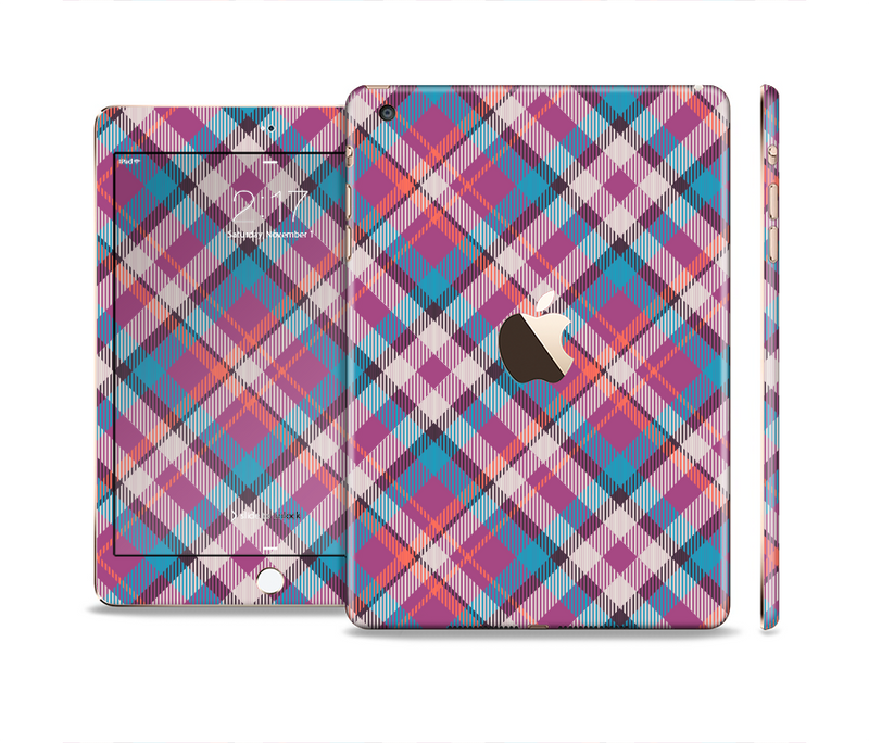 The Striped Vintage Pink & Blue Plaid Full Body Skin Set for the Apple iPad Mini 3