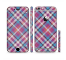 The Striped Vintage Pink & Blue Plaid Sectioned Skin Series for the Apple iPhone 6/6s Plus