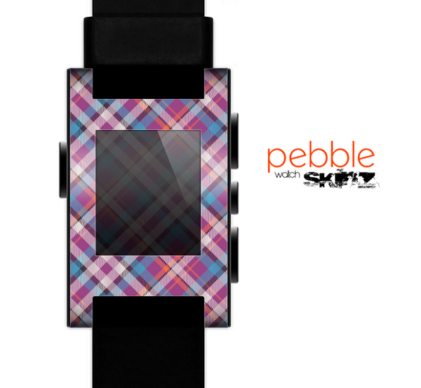 The Striped Vintage Pink & Blue Plaid Skin for the Pebble SmartWatch