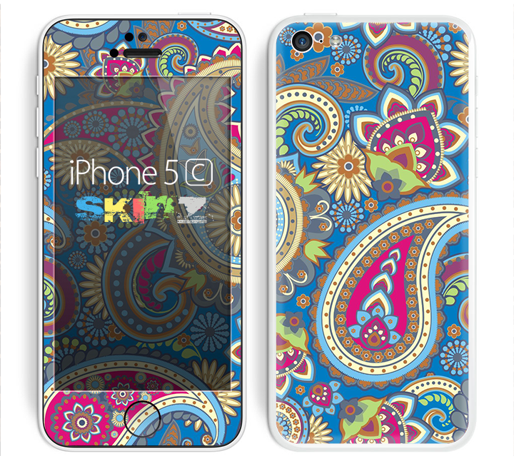 The Suble Blue & Yellow Paisley Pattern Skin for the Apple iPhone 5c
