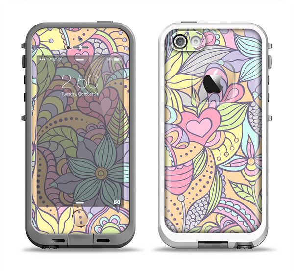 The Subtle Abstract Flower Pattern Apple iPhone 5-5s LifeProof Fre Case Skin Set