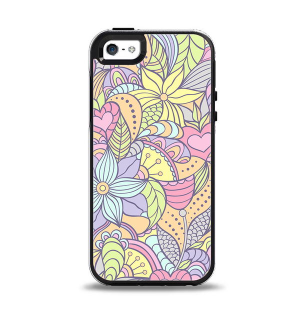 The Subtle Abstract Flower Pattern Apple iPhone 5-5s Otterbox Symmetry Case Skin Set