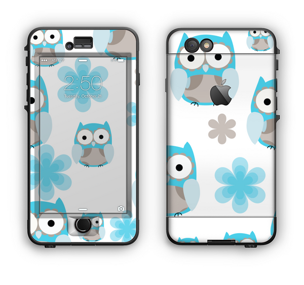 The Subtle Blue Cartoon Owls Apple iPhone 6 LifeProof Nuud Case Skin Set