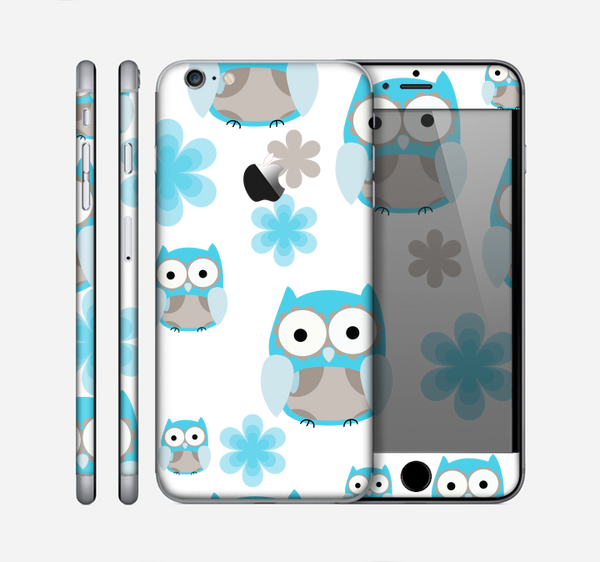 The Subtle Blue Cartoon Owls Skin for the Apple iPhone 6 Plus