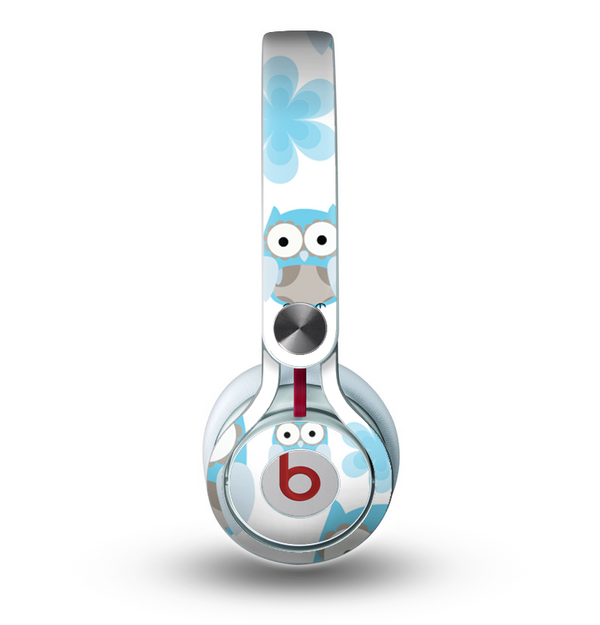 The Subtle Blue Cartoon Owls Skin for the Beats by Dre Mixr Headphones