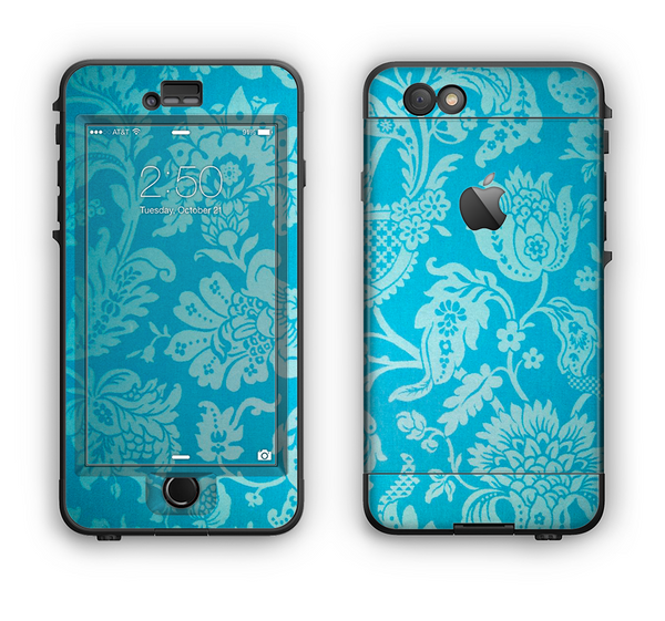 The Subtle Blue Floral Lace Pattern Apple iPhone 6 LifeProof Nuud Case Skin Set