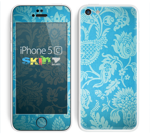 The Subtle Blue Floral Lace Pattern Skin for the Apple iPhone 5c