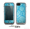The Subtle Blue Floral Lace Pattern Skin for the Apple iPhone 5c LifeProof Case