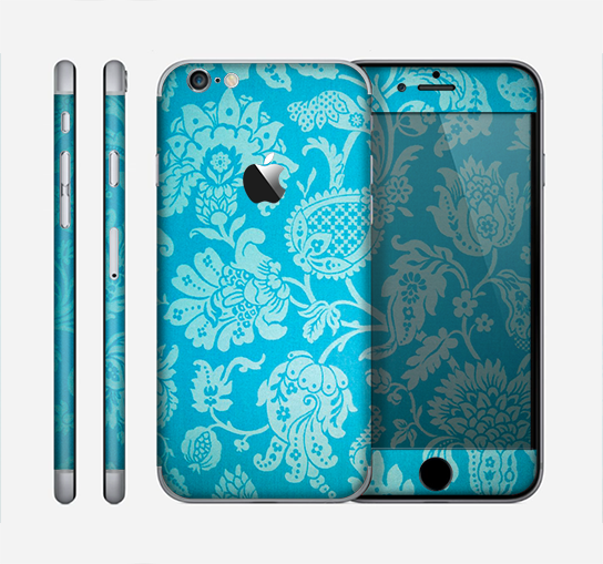 The Subtle Blue Floral Lace Pattern Skin for the Apple iPhone 6