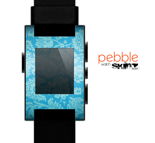 The Subtle Blue Floral Lace Pattern Skin for the Pebble SmartWatch