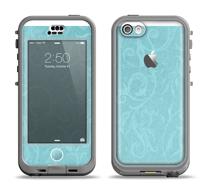 The Subtle Blue Floral Laced Apple iPhone 5c LifeProof Nuud Case Skin Set
