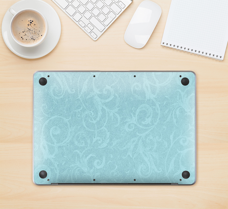 The Subtle Blue Floral Laced Skin Kit for the 12" Apple MacBook (A1534)