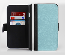 The Subtle Blue Floral Laced Ink-Fuzed Leather Folding Wallet Credit-Card Case for the Apple iPhone 6/6s, 6/6s Plus, 5/5s and 5c