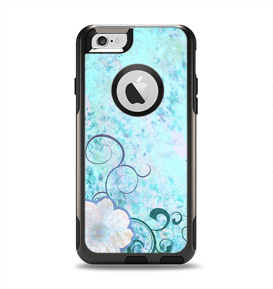 The Subtle Blue & Pink Grunge Floral Apple iPhone 6 Otterbox Commuter Case Skin Set