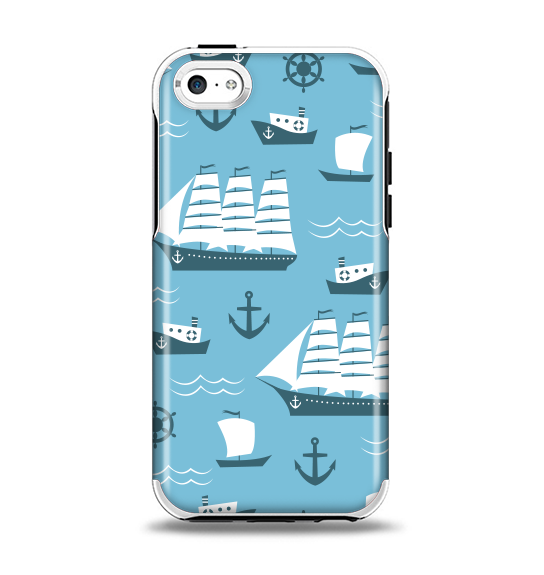 The Subtle Blue Ships and Anchors Apple iPhone 5c Otterbox Symmetry Case Skin Set
