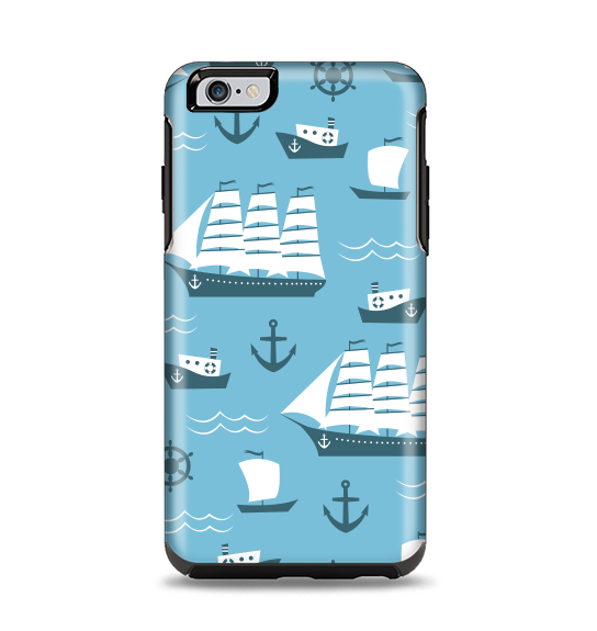 The Subtle Blue Ships and Anchors Apple iPhone 6 Plus Otterbox Symmetry Case Skin Set
