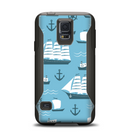 The Subtle Blue Ships and Anchors Samsung Galaxy S5 Otterbox Commuter Case Skin Set