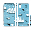 The Subtle Blue Ships and Anchors Sectioned Skin Series for the Apple iPhone 6 Plus