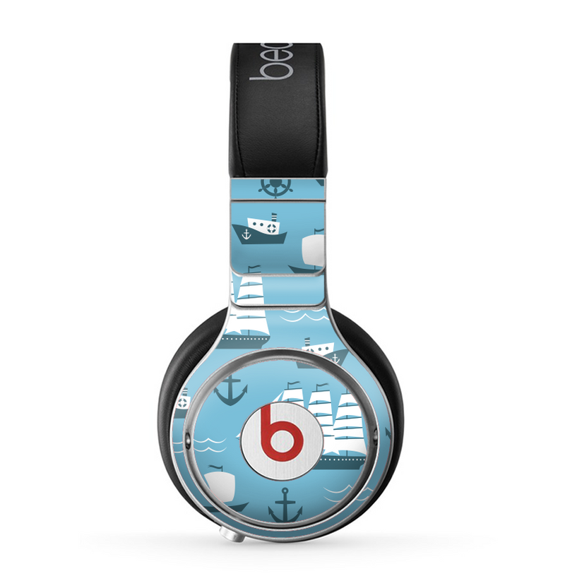 The Subtle Blue Ships and Anchors Skin for the Beats by Dre Pro Headphones