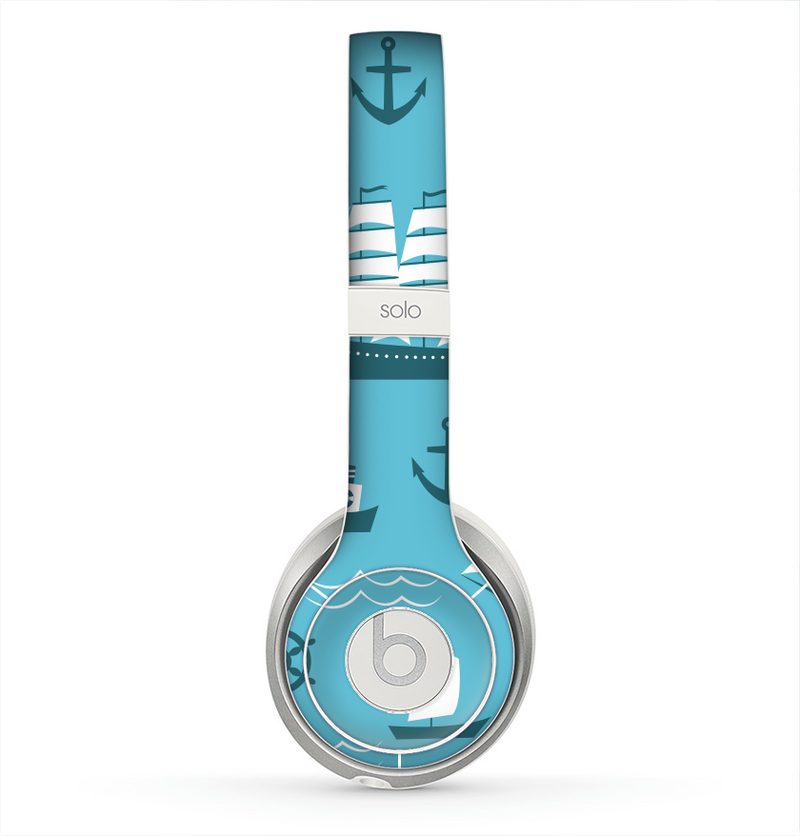 The Subtle Blue Ships and Anchors Skin for the Beats by Dre Solo 2 Headphones