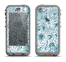 The Subtle Blue Sketched Lace Pattern V21 Apple iPhone 5c LifeProof Nuud Case Skin Set