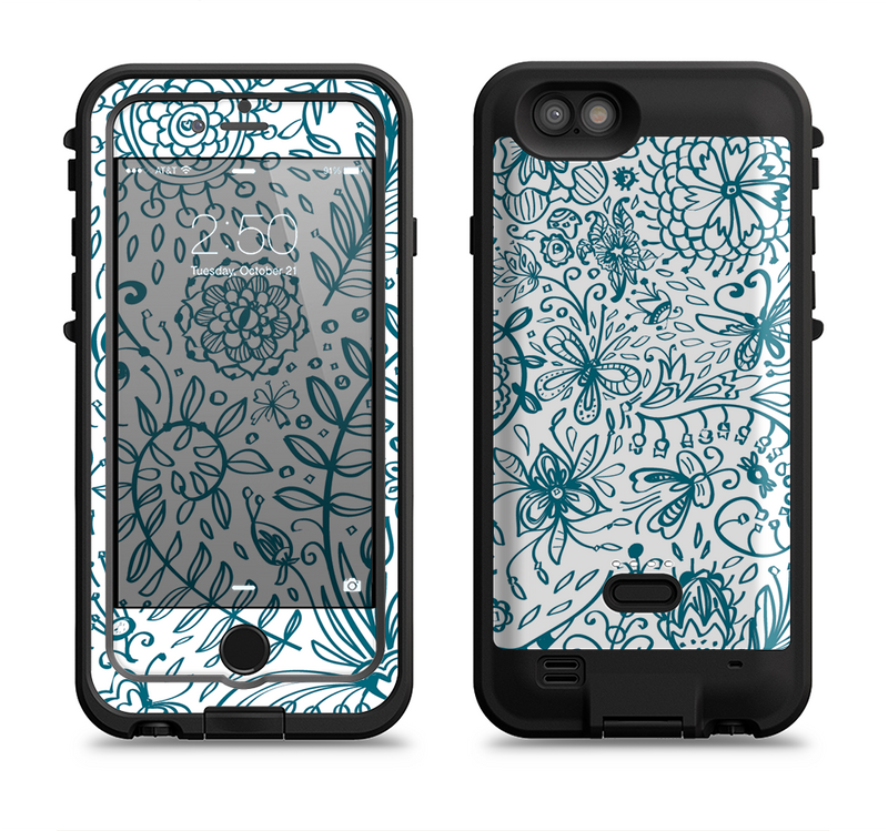 the subtle blue sketched lace pattern v21  iPhone 6/6s Plus LifeProof Fre POWER Case Skin Kit