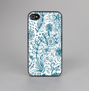The Subtle Blue Sketched Lace Pattern V21 Skin-Sert for the Apple iPhone 4-4s Skin-Sert Case