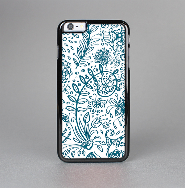The Subtle Blue Sketched Lace Pattern V21 Skin-Sert Case for the Apple iPhone 6 Plus